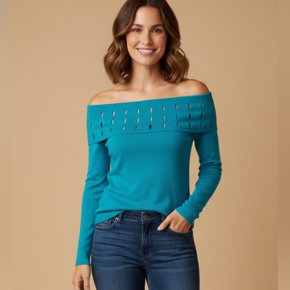 Lillie Rubin Vibrant Blue Knit top size medium